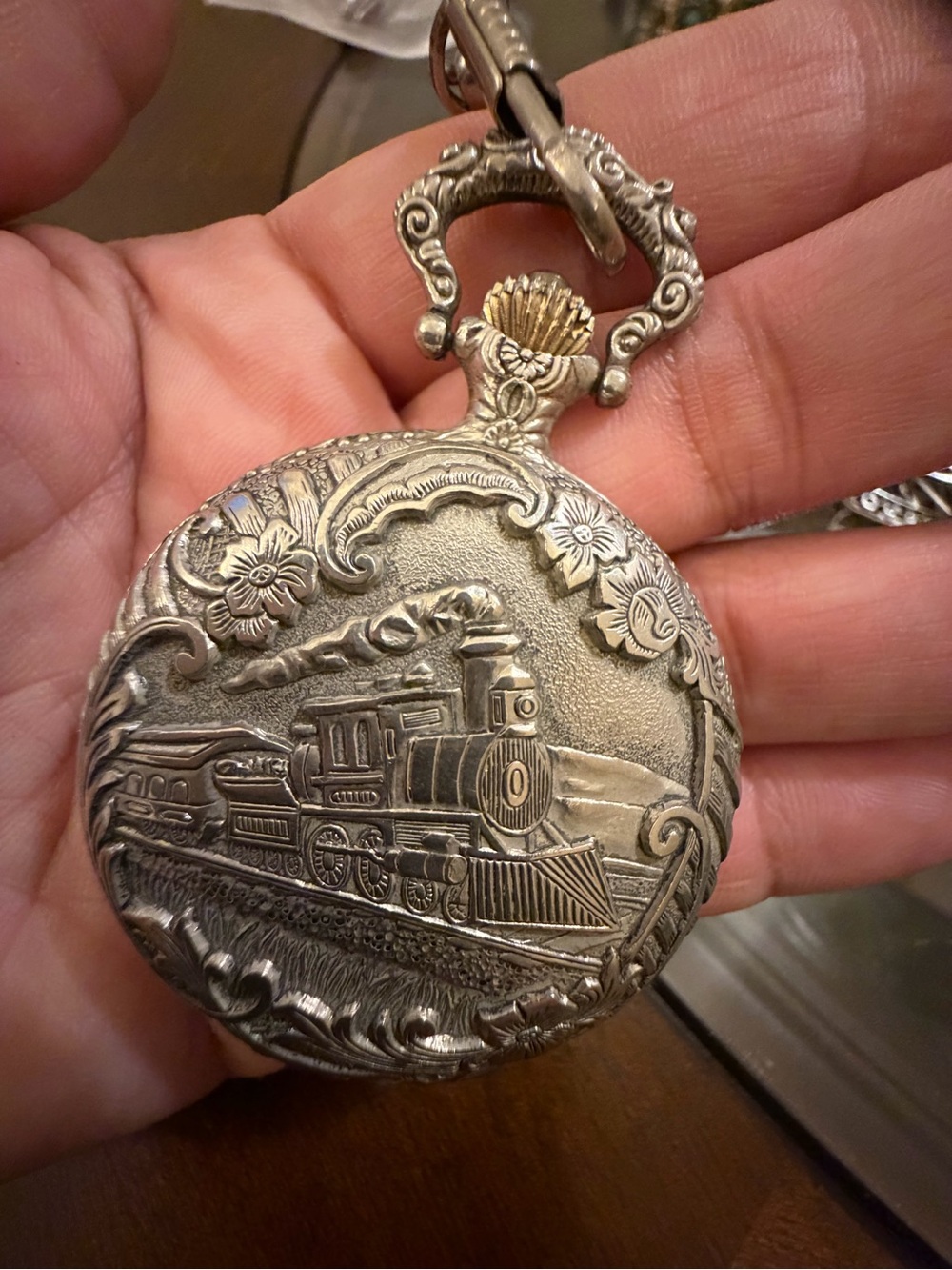 Silver tone pocket watch